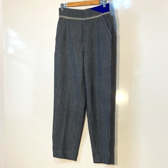 Gianni Versace Vintage SZ 6 (42) 80's Gray tweed wool pants Blue trim old money - Picture 1 of 6